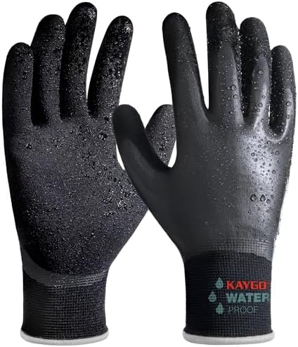 KAYGO Waterproof Work Gloves, Non-Slip Double Latex Coated by KAYGO