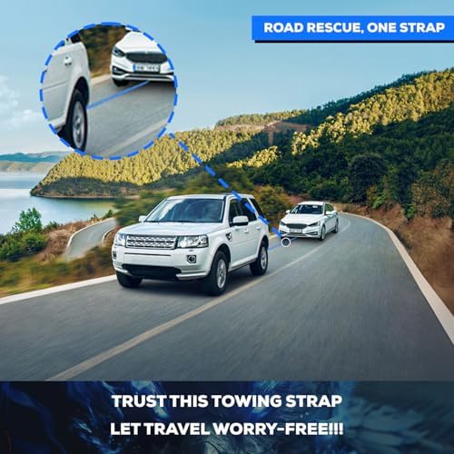 Nylon Tow Strap with Hooks Heavy Duty, 2”x20’ Recovery Rope Car Tow Strap - Image 6