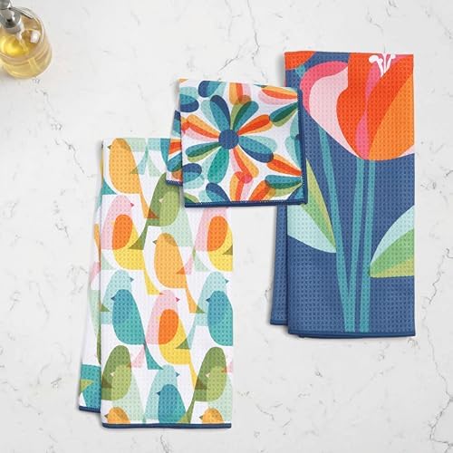 RITZ 6-Piece Overlapping Birds Microfiber Kitchen Set – Mid-Century Modern - Image 3