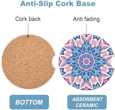 2 Pack Car Cup Holder Coasters, 2.63 inch Anti Slip Insert Absorbent Ceramic - Image 4
