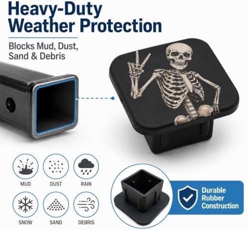 Trailer Hitch Covers Funny Human Skeleton Heavy Duty 2 Inch Hitch Cover - Image 6