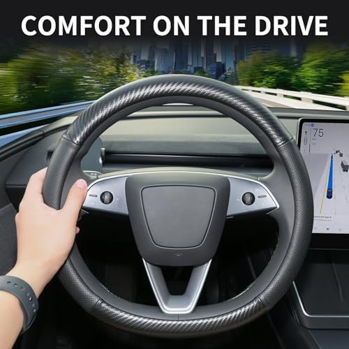 Uxcer Carbon Fiber Leather Steering Wheel Cover - Image 4