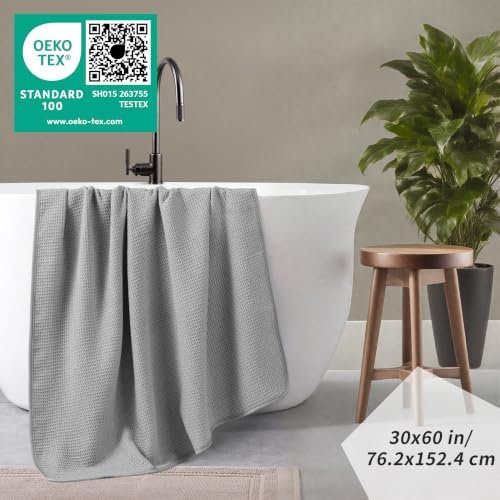 POLYTE 380 GSM Poly Blend Microfiber Quick Dry Waffle Bath Towel, 30x60 in - Image 4