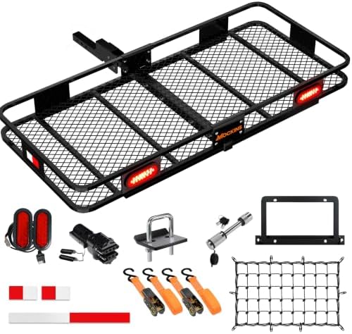 Mockins Trailer Hitch Cargo Carrier w/License Plate Holder & Rear Lights by Mockins