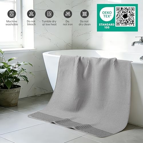 MICROFI New Microfiber Waffle Bath Towels, 2 Pieces, Fast Drying, Lint Free 430 - Image 5