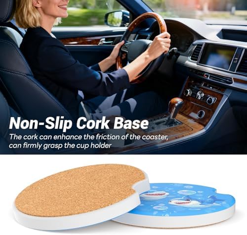 Car Cup Holder Ceramic Coasters 2 Pack, 2.56 in Anti Slip Absorbent Coaster - Image 6