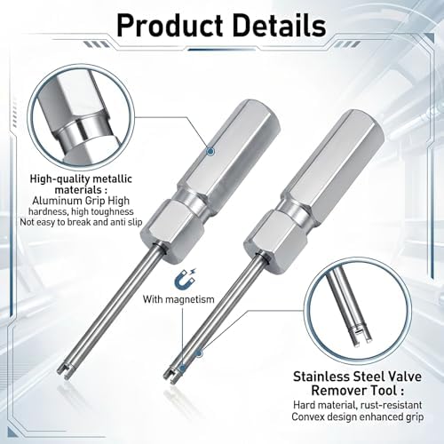 2 PCS Magnetic Valve Core Removal Tool, Heavy Duty Stainless Steel Tire Valve - Image 2