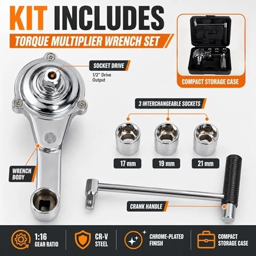 Labor Saving Torque Multiplier Wrench Set, 1:16 Ratio Lug Nut Remover - Image 2