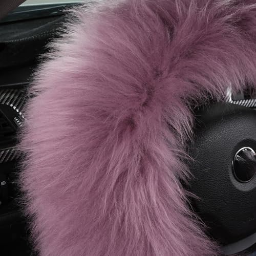 3Pcs Set Fashion Fluffy Fuzzy Wool Fur Soft Car Steering Wheel Cover - Image 2