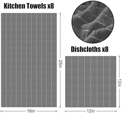 Homaxy Microfiber Kitchen Towels and Dishcloths Sets, 16 Pack - Image 6