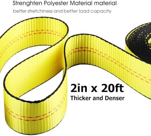 Recovery Tow Strap with Reinforced Loops 2inx20ft Heavy Duty 26, 000lb Break - Image 3