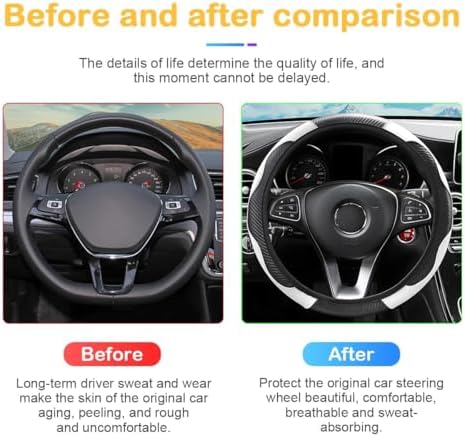 Osilly 15 Inch Carbon Fiber PU Leather Steering Wheel Cover - Image 3