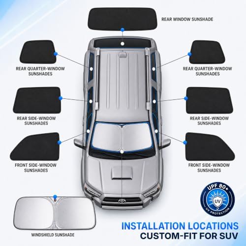 9PCS Car Window Shades for Chevy Traverse 2018-2022, Full Set Windshield Side - Image 6