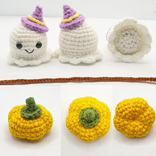 Halloween Outdoor Decorations Crochet Pumpkin and Ghost Car Decor - Image 3