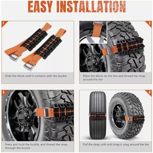 2PCS Tire Traction Straps, Strong Grip Anti Skid Emergency Tire Straps - Image 5