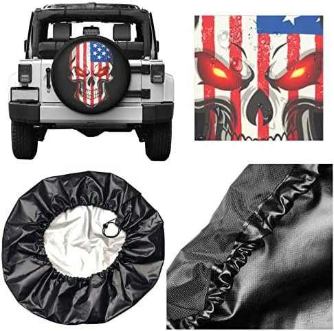 American Flag Skull Patriotic Spare Tire Cover, Universal Wheel Tire Cover - Image 6