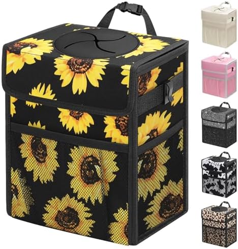 Capolo Car Trash Can with Lid, Leakproof Car Garbage Can Car Trash Bag by Capolo