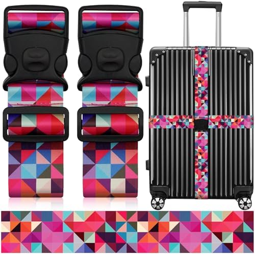 2 Pack Luggage Straps for Suitcases, Adjustable Travel Belt by ZHOMA