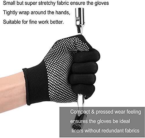 COOHORN 12Pairs Work Gloves Anti-slip Knitted Stretchy Cloth Glove Thin Moist - Image 4