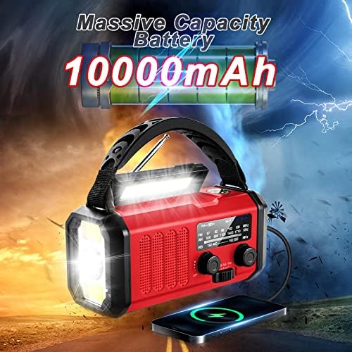 Emergency Weather Radio with NOAA, 10000mAh Solar Hand Crank Radio, AM FM - Image 3