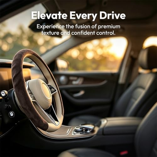 Mandark 15 Inch Car Steering Wheel Cover, Dark Brown - Image 4