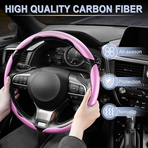 Amiss 3pcs Carbon Fiber Anti-Skid Steering Wheel Cover, Waterproof & Segmented - Image 6