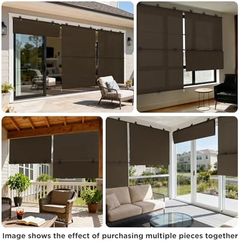 Outdoor Roller Shade 6'W x 10'H Cordless Shades Roll Up, Folding Exterior Patio - Image 6