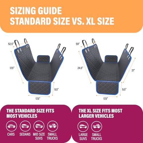 Active Pets Blue Standard Dog Car Hammock Back Seat Cover, Waterproof Backseat - Image 5