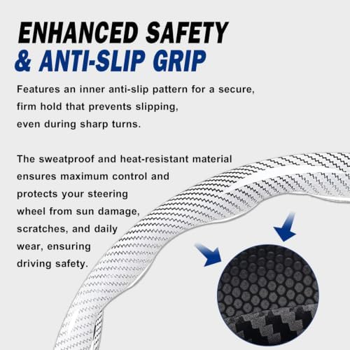 3pcs Universal Carbon Fiber Steering Wheel Cover, Anti-Slip & Segmented Design - Image 5