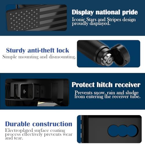 OGYE Heavy American Flag Metal Trailer Hitch Cover Fit - Image 3