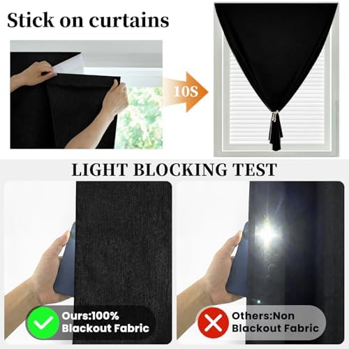 100% Blackout French Door Curtains, Room Darkening Shades Small Window Curtain - Image 2