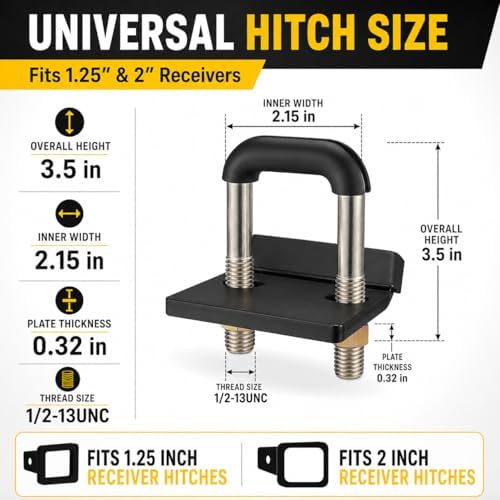 Heavy Duty Anti-Rattle Hitch Tightener Clamp, 1.25" & 2" Hitch Stabilizer - Image 2