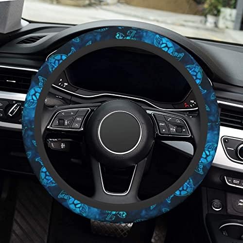 Watercolor Blue Sea Turtle Car Steering Wheel Cover Universal Fit 15 inch - Image 5