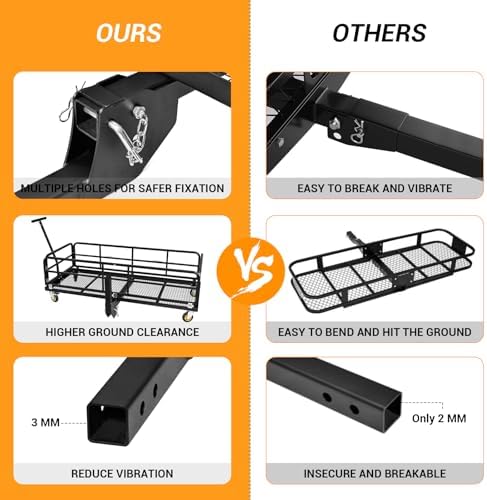 Trailer Hitch Cargo Rack with Handle & Wheels, Folding Hitch Mount Cargo - Image 4