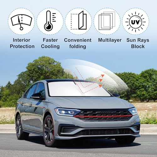 Windshield Sun Shade for 2019-2026 Volkswagen Jetta Accessories - Image 2