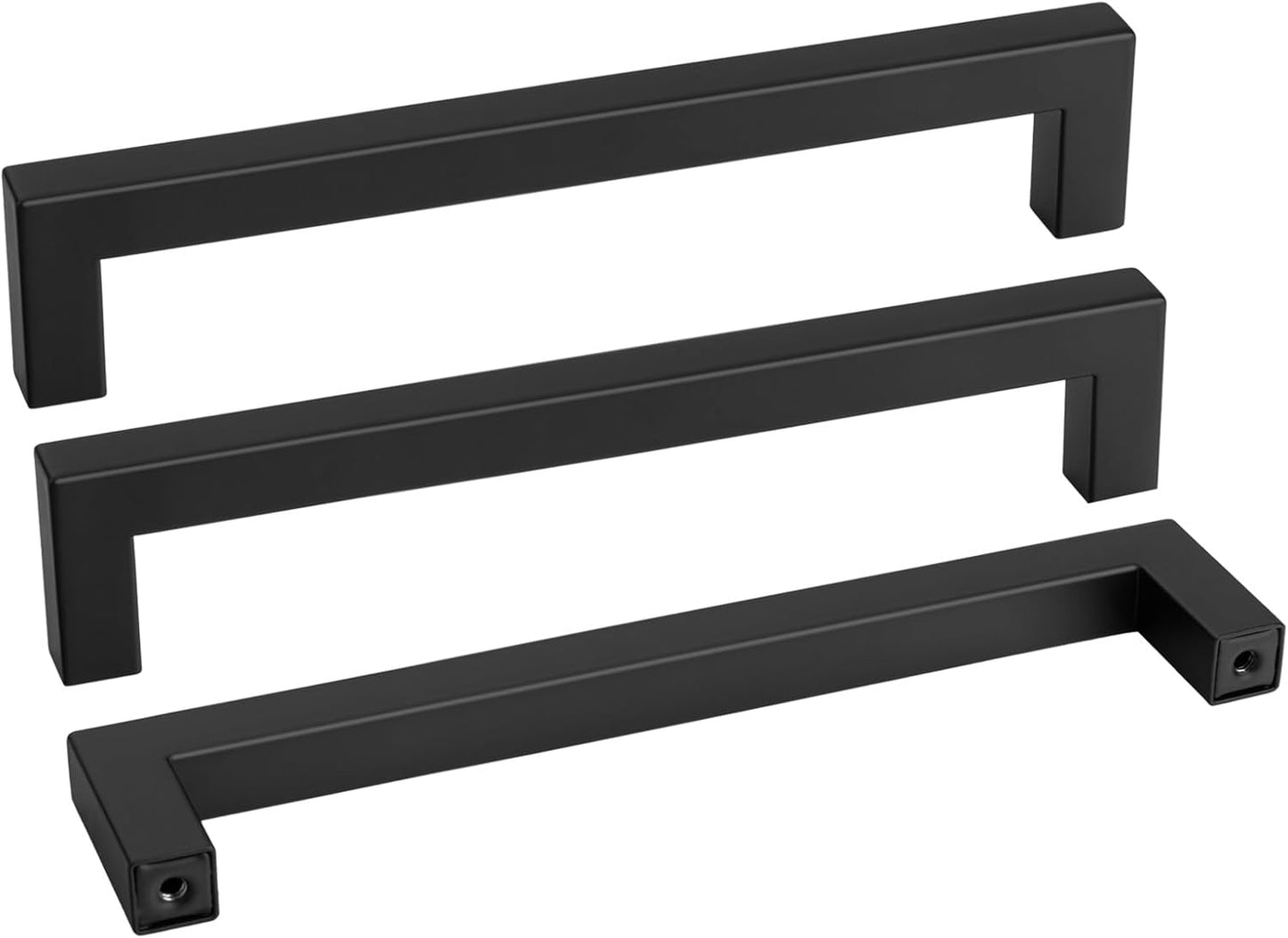 goldenwarm 60Pack 8INCH Matte Black Cabinet Pulls Kitchen Hardware, 204mm Square Bar Pulls for Cabinets Hardware, Black Drawer Pulls 8-1/2in Overall Length