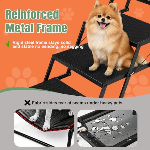 Foldable Dog Stairs for Car, HisFox Portable Dog Steps for Dogs, 6 Steps - Image 2