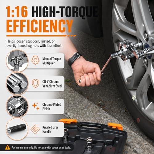 Labor Saving Torque Multiplier Wrench Set, 1:16 Ratio Lug Nut Remover - Image 3