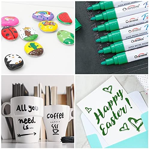 Overseas 12 Green Paint Pens Permanent Markers, Oil Based Paint Markers - Image 3