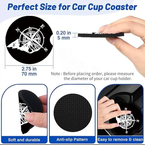 2Pack Baseball Car Cup Holder Coaster Neoprene Car Coasters - Image 4