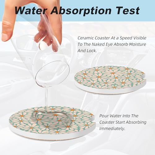 Green Floral Car Coasters for Cup Holders, 2 Pack Car Cup Holder Coasters for - Image 5
