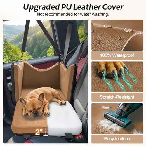 JOEJOY Dog Car Seats for Small Medium Dogs Under 35lbs, Waterproof PU Leather - Image 3