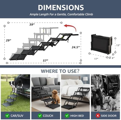 Oiilores Foldable Dog Stairs for Large Dogs - Image 2