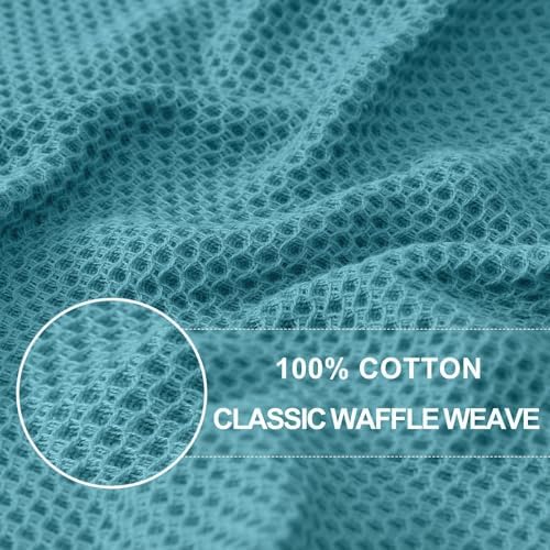 Homaxy 100% Cotton Waffle Weave Kitchen Dish Cloths 24-Pack, Lake Blue - Image 2