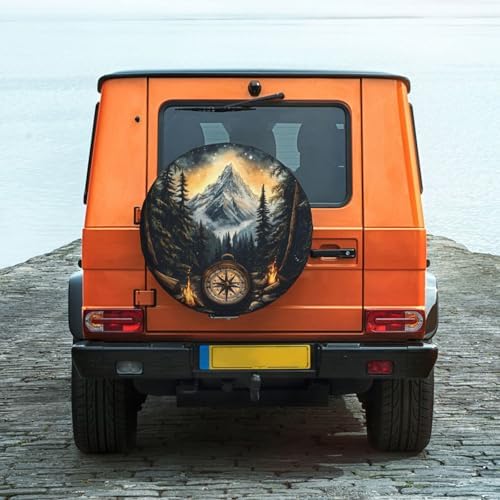 Spare Tire Cover for RV Camper, Nature Mountain Compass Tire Cover Protectors - Image 3