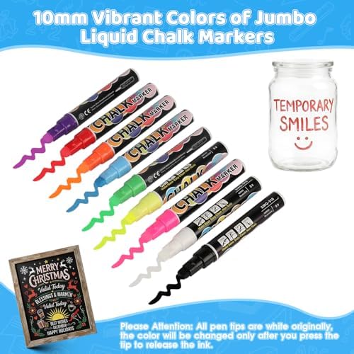 4PCS Red Jumbo Liquid Chalk Markers Erasable 10mm Reversible Tip - Image 3
