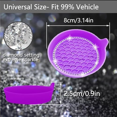 NBTEPEM 4pcs Bling Car Cup Holder Coaster, 2.75 inch Anti-Slip Shockproof - Image 2