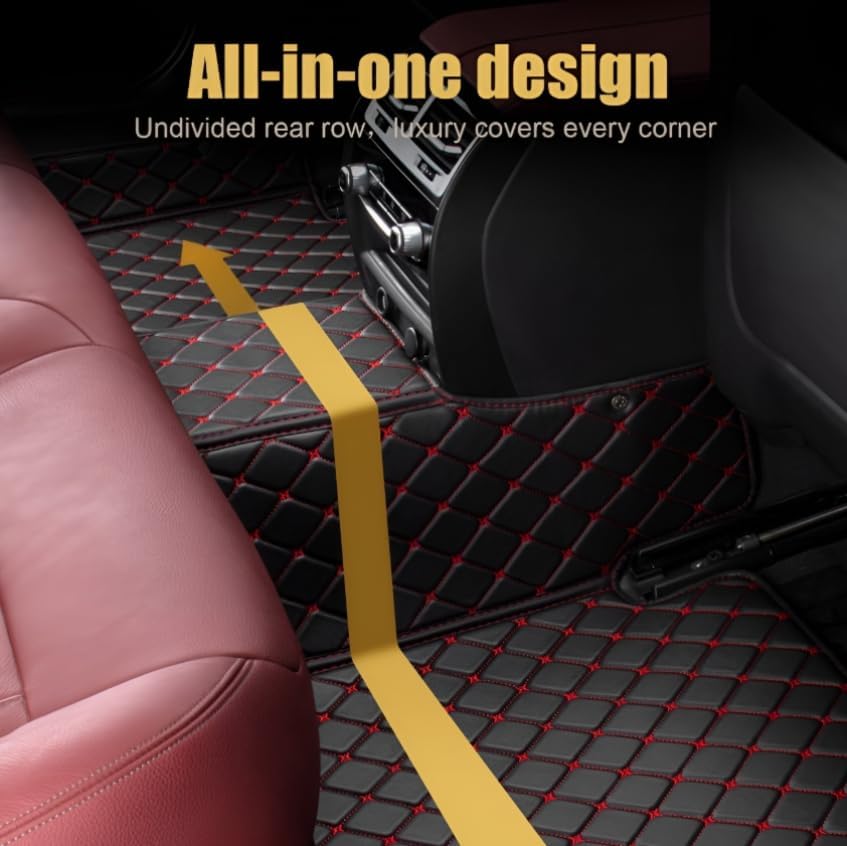 Add Personal Touch to Your Vehicle with IMEISH Customizable Logo Text Car Mats for 99% of vehiclesPads Protection Non-Slip Leather Floor Liners (Wine red)