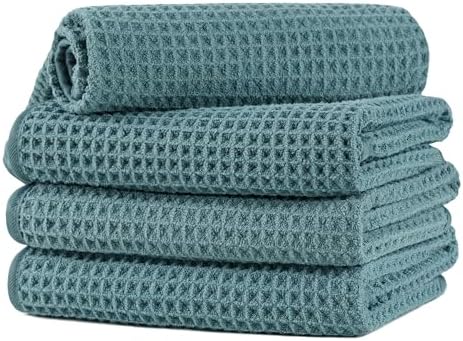 Microfiber Waffle Hand Towels, 4 Pieces, Fast Drying, Lint Free 430 GSM by Unknown