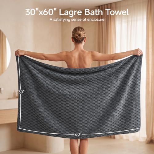 REDKISS Charcoal Gray Microfiber Bath Towels Lagre, 2 Pack - Image 2